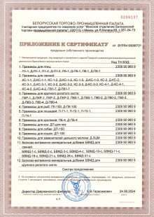 ПРИЛОЖЕНИЕ К СЕРТИФИКАТУ ПРОДУКЦИИ